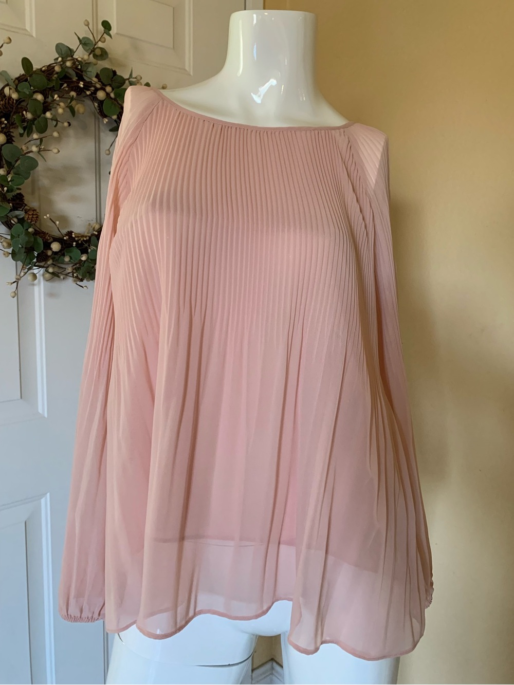 BELLE SKY Soft Blush Pleated Blouse